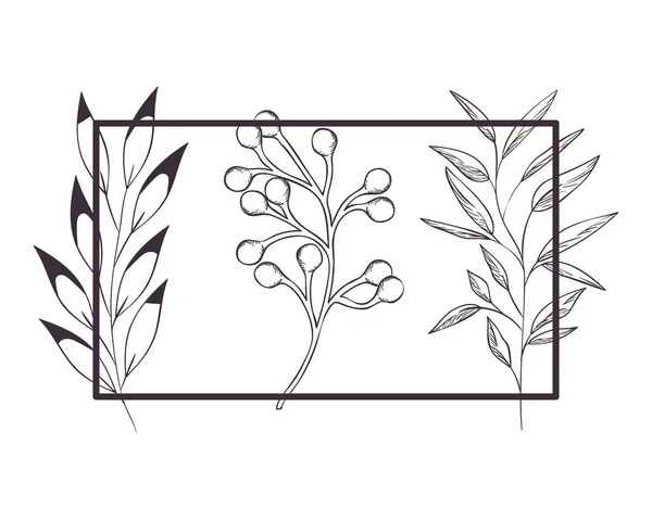 Шаблон цветы и листья изолированный значок — стоковый вектор