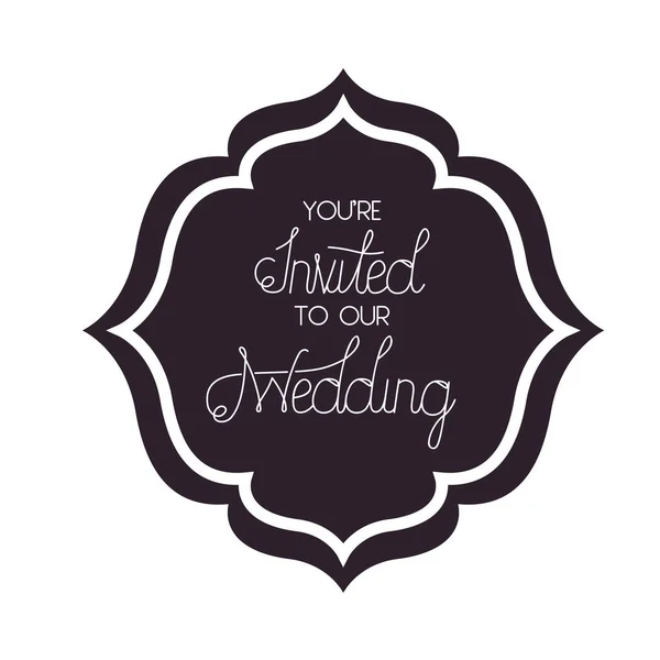 Invitación de boda en marco icono aislado — Vector de stock