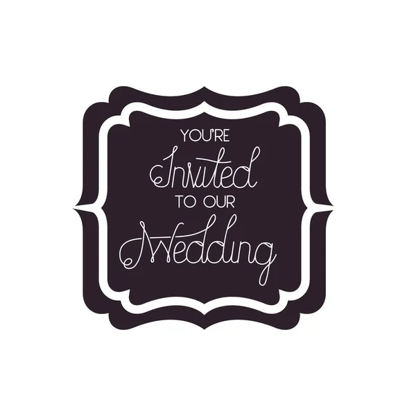 Esküvői meghívó keret elszigetelt ikon — Stock Vector