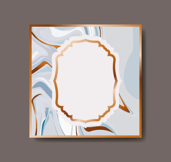 方形金色与维多利亚框架大理石纹理 — 图库矢量图片