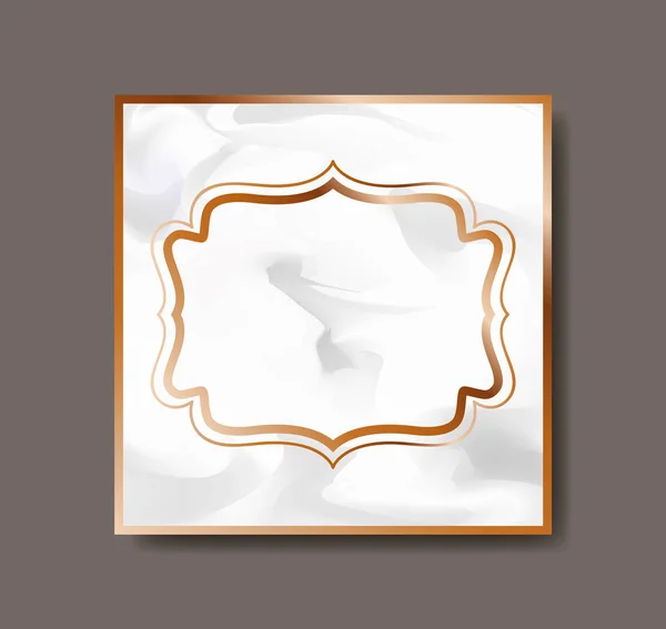 Carré doré avec cadre victorien texture marbre — Image vectorielle