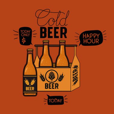 mutlu saatler bira etiket şişe sepet içinde ile