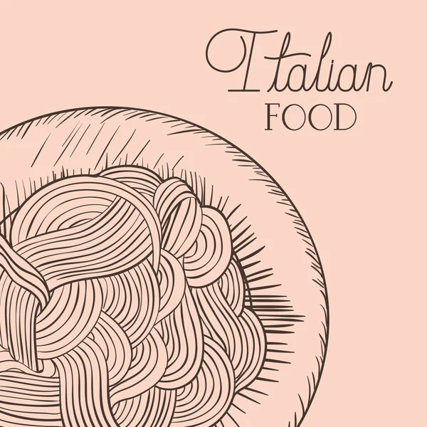 Plat italien dessiné avec spaghettis — Image vectorielle