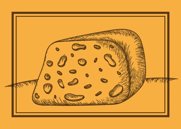 Pedazo de queso dibujado icono — Vector de stock