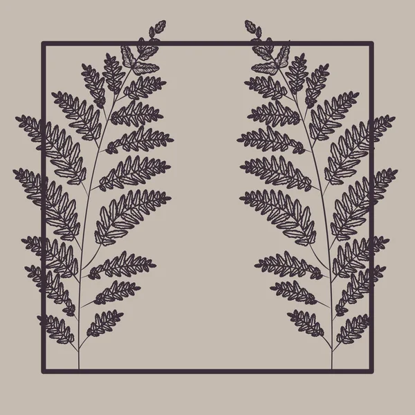 Vierkante frame met lente bladeren — Stockvector