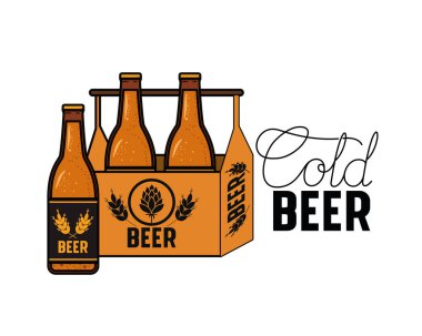 soğuk bir bira etiket izole simgesi