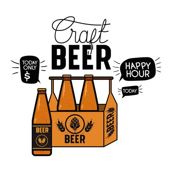 Étiquette de bière artisanale icône isolée — Image vectorielle