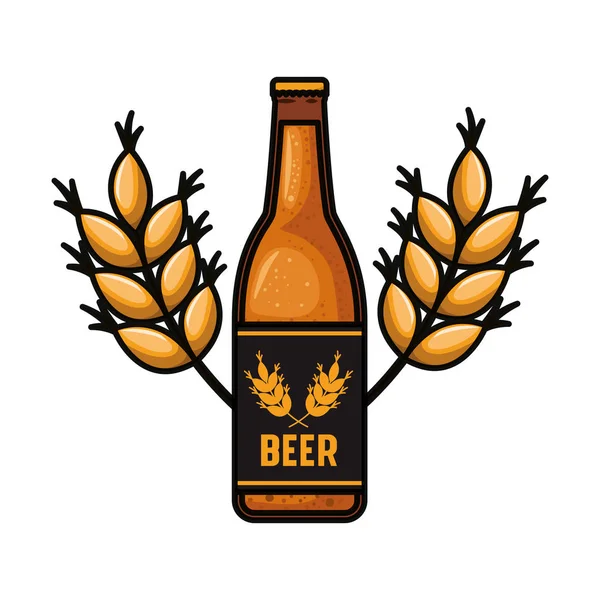瓶ビール、小麦の分離アイコンの — ストックベクタ