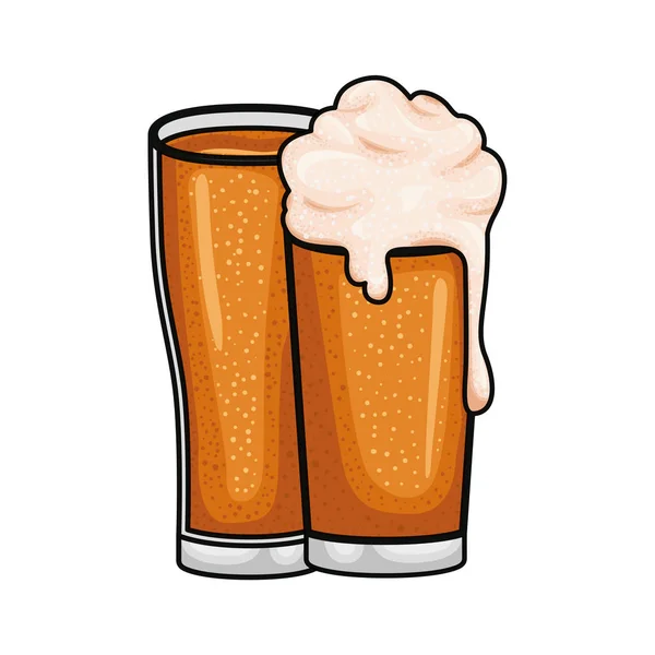 Beer with foam isolated icon — Stock Vector