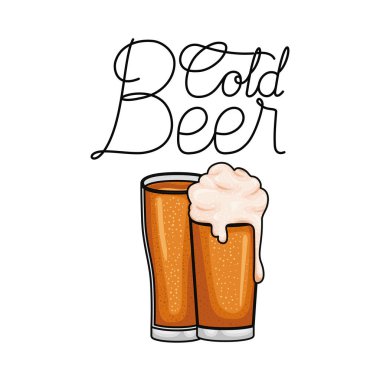 soğuk bir bira etiket izole simgesi