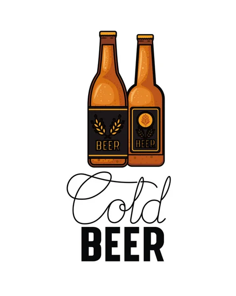 Ícone isolado de etiqueta de cerveja fria — Vetor de Stock