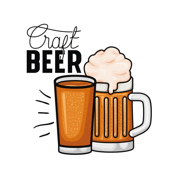 Craft beer label isolated icon — Stock Vector