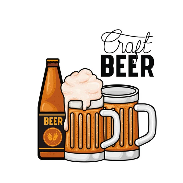 Etiqueta de cerveza artesanal icono aislado — Vector de stock