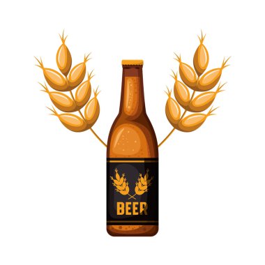 şişe bira ve buğday izole simgesinin