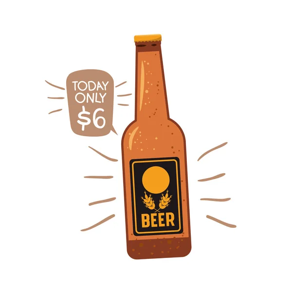 İzole edilmiş bira şişesi — Stok Vektör