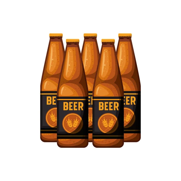 Flaska öl isolerad ikon — Stock vektor