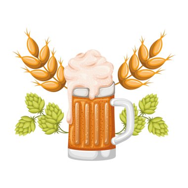köpük ve buğday izole simgesi olan bira