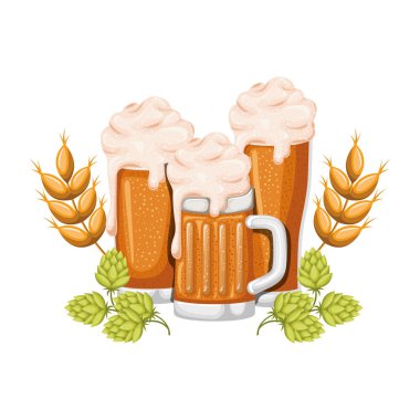 köpük ve buğday izole simgesi olan bira