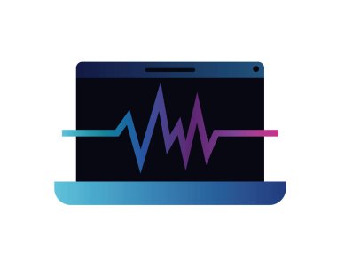 Ses dalga yalıtılmış simge ile Laptop