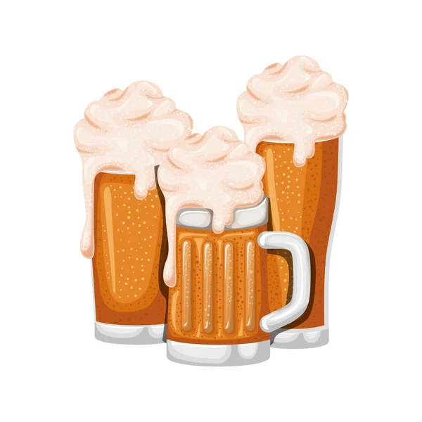 Beer with foam isolated icon — Stock Vector