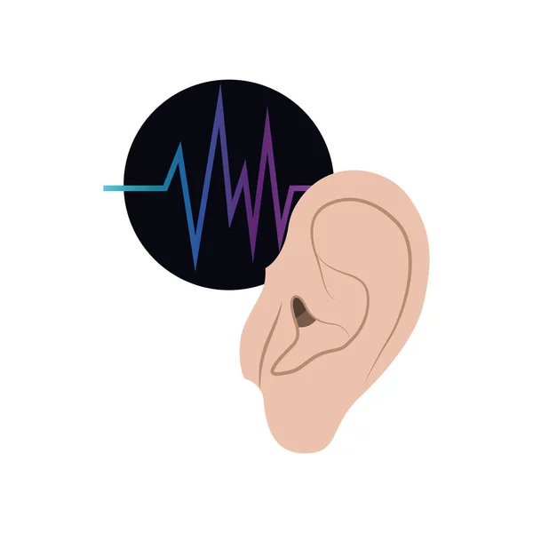 Oído con carácter avatar de onda sonora — Archivo Imágenes Vectoriales