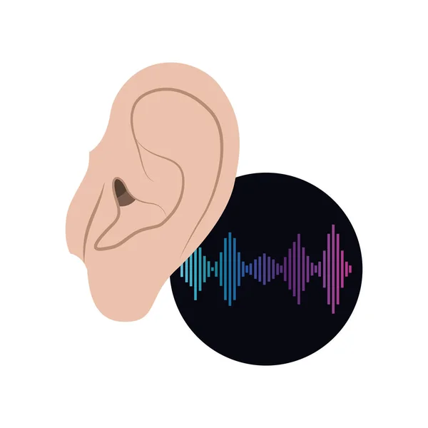 Oreille avec personnage avatar onde sonore — Image vectorielle