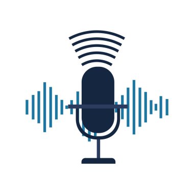 ses dalgası yalıtılmış simgesi olan mikrofon