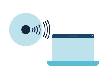 Ses dalga yalıtılmış simge ile Laptop