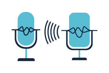ses dalgası yalıtılmış simgesi olan mikrofon