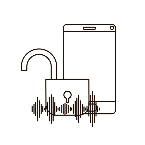 Smartphone-apparaat met padlocked-pictogram — Stockvector