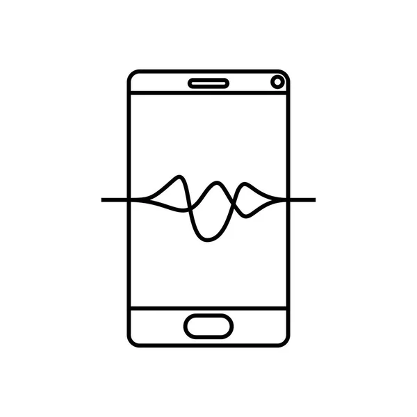 Smartphone met geluidsgolf geïsoleerd icoon — Stockvector