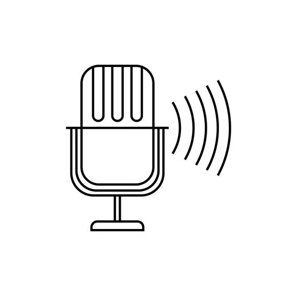 Microphone avec icône isolée par ondes sonores — Image vectorielle