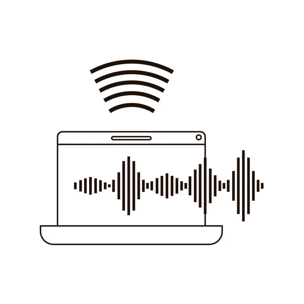 笔记本电脑与声波隔离图标 — 图库矢量图片