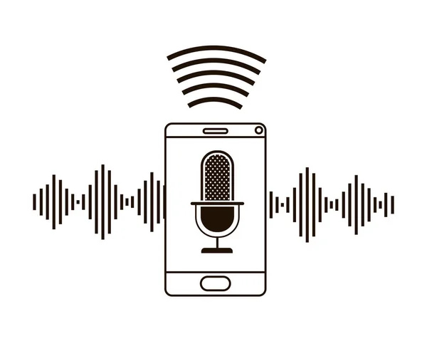 带语音助手图标的智能手机 — 图库矢量图片