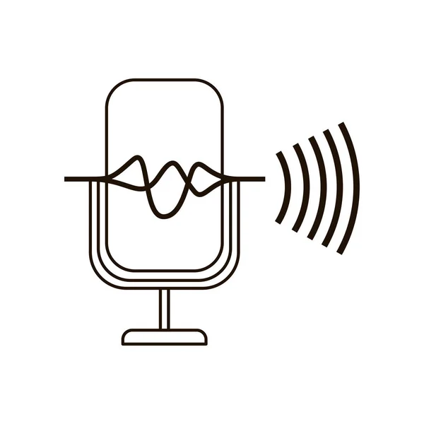 Microfone com ícone de onda de som isolado —  Vetores de Stock