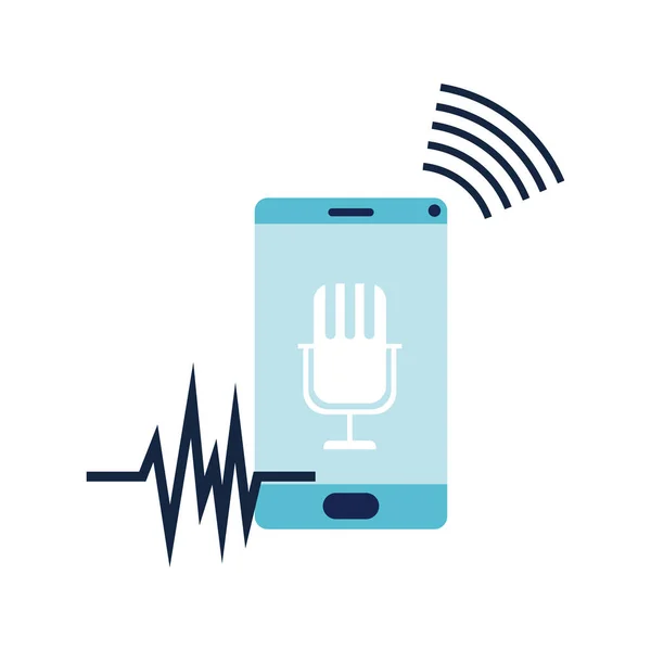 Smartphone con icona assistente vocale — Vettoriale Stock