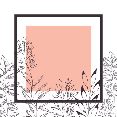 çiçekler ve yapraklar çerçeve izole simgesiyle