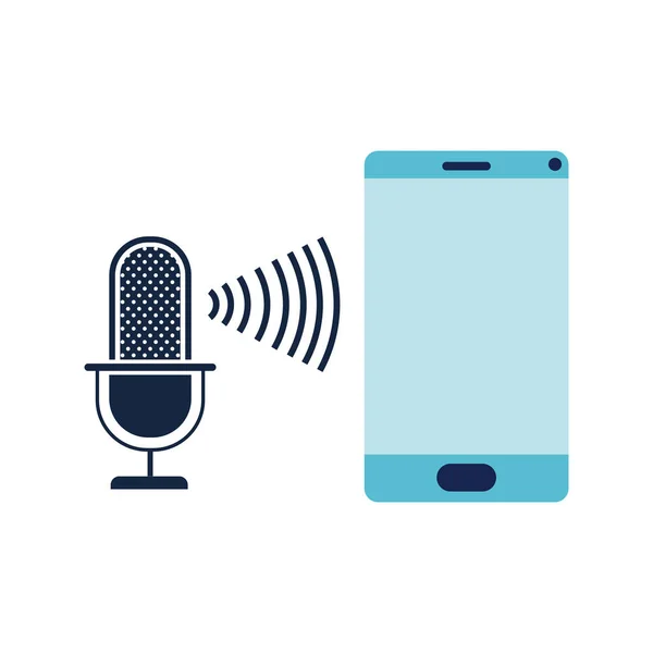 Smartfon z ikoną asystenta głosu — Wektor stockowy