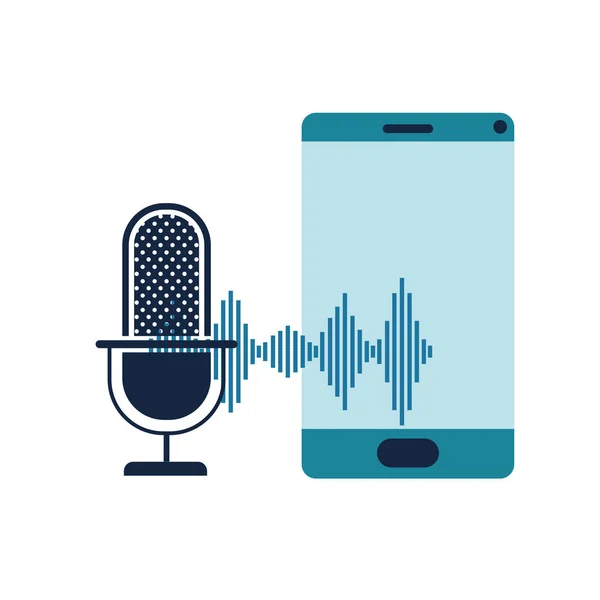 Smartphone con icona assistente vocale — Vettoriale Stock