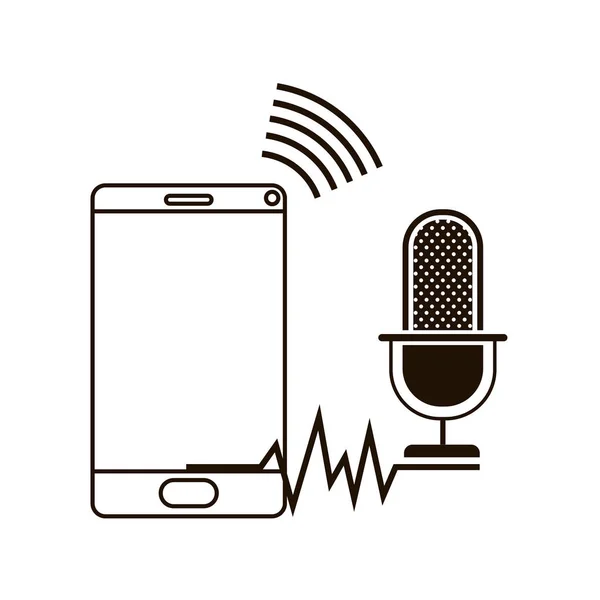 Smartphone with voice assistant icon — Stock Vector