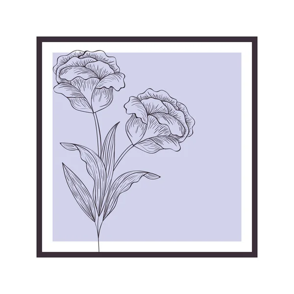 Kwiaty i liście z ramką isolatedicon — Wektor stockowy