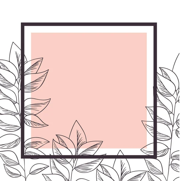 Flowers and leafs with frame isolatedicon — Stock Vector