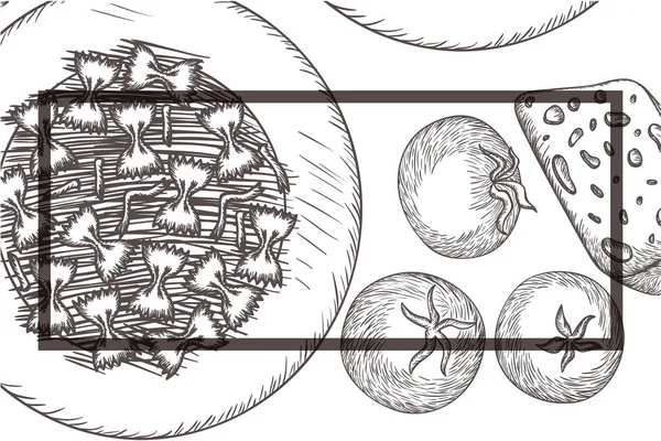 図面でおいしいイタリアン — ストックベクタ