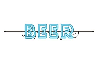 bira etiket Neon ışık izole simgesi