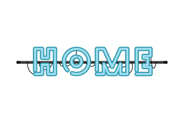 Home-Etikett in Neonlicht isoliert Symbol — Stockvektor