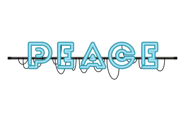 Étiquette de paix en néon lumière icône isolée — Image vectorielle