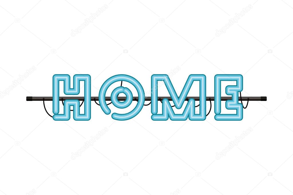 home label in neon light isolated icon