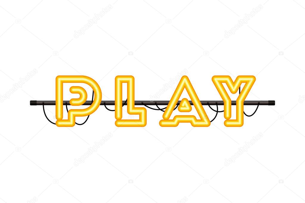 play label in neon light icon