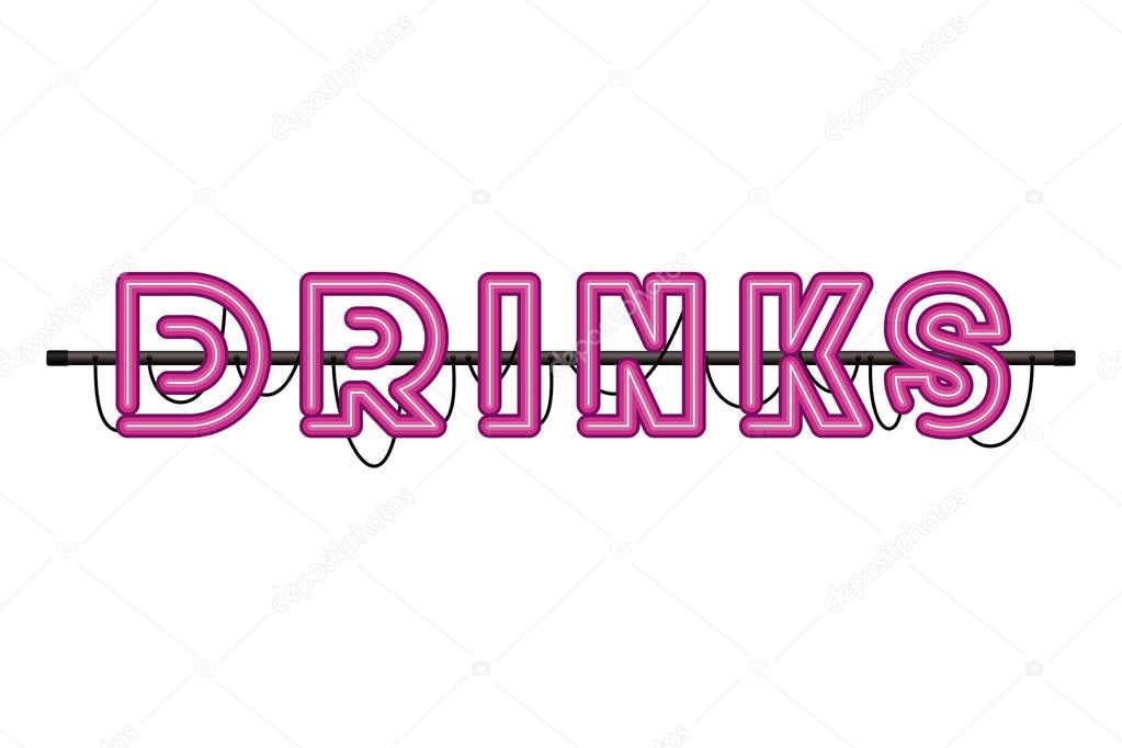 drinks label in neon light isolated icon