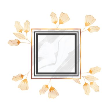 çiçekler ve yapraklar çerçeve izole simgesiyle